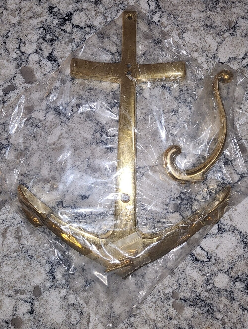 Vintage Solid Brass Nautical Anchor Wall Hook New Old Stock